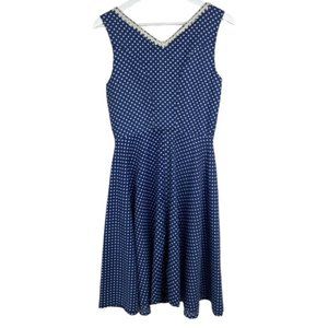 Vintage Rare CHIEMSEER DIRNDL 42 US 4/S Blue Polka Dot Dress Back Zip Sleeveless